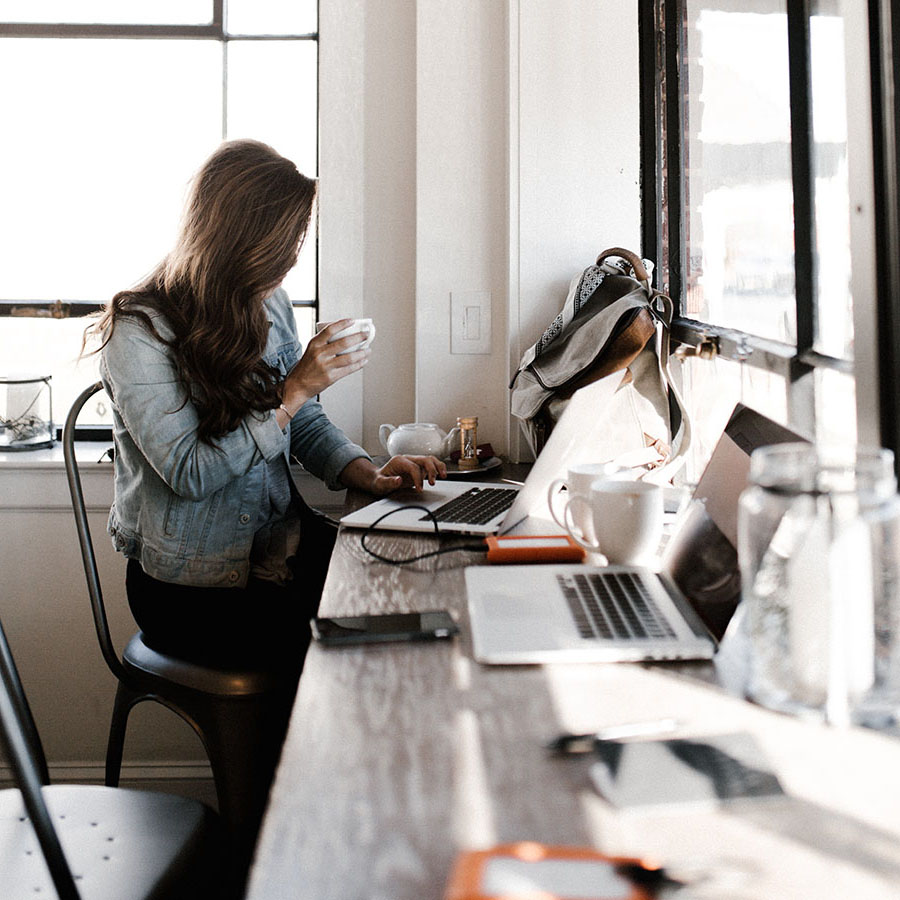 Woman working on a laptop